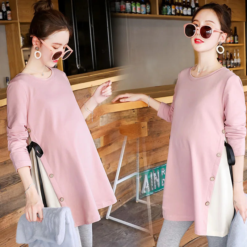 🤰 Umstands-Longsleeve Oberteil – Bequeme Tunika für Schwangerschaft & Alltag, Casual, Komfortabel & Figurschmeichelnd