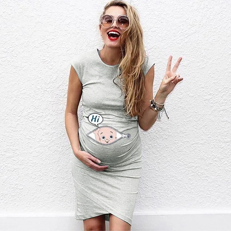 ☀️ Sommerliches Kleid – Cartoon Druck für werdende Mamas! ☀️