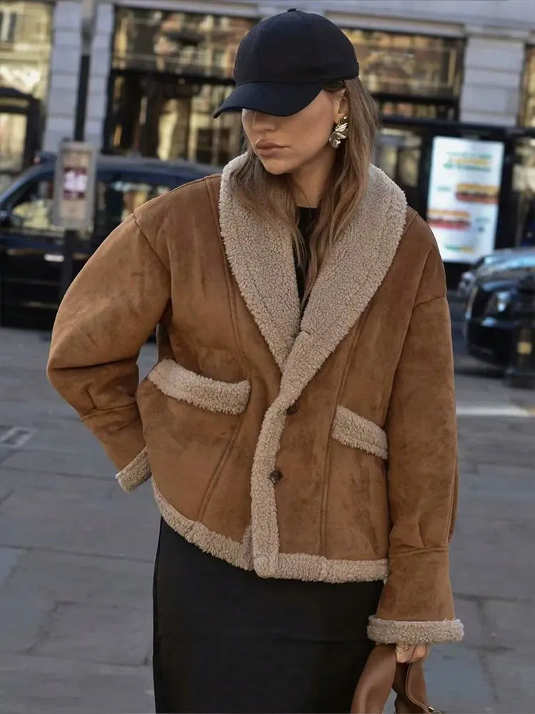 💕 Loose Fit Umstandsjacke – Fleece gefüttert, Herbst/Winter Outfit