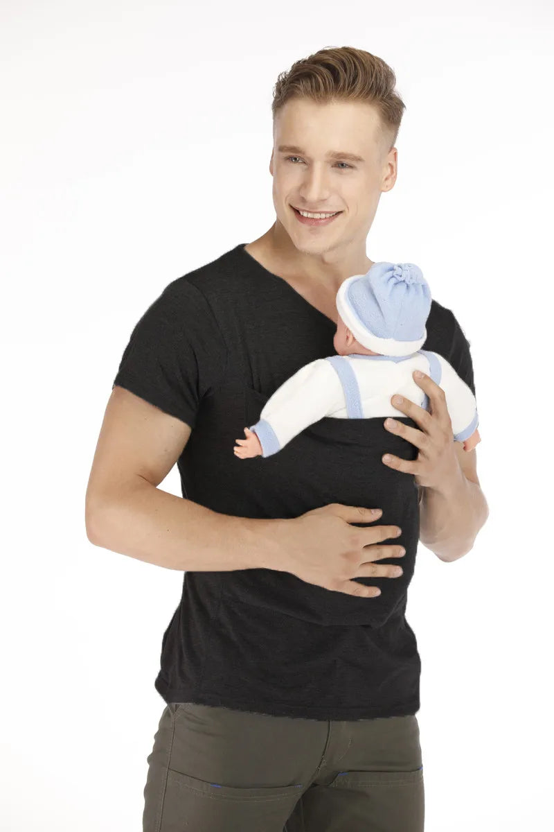 🤰👨🍼 Känguru-Tasche T-Shirt – Babytrage & Sommer Umstands-/Elternshirt für Mama oder Papa
