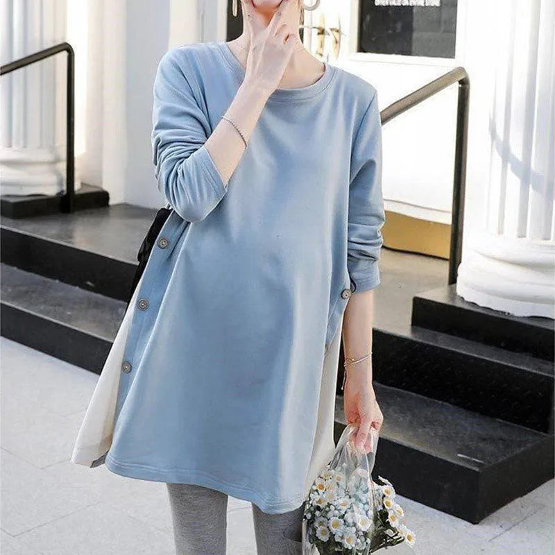 🤰 Umstands-Longsleeve Oberteil – Bequeme Tunika für Schwangerschaft & Alltag, Casual, Komfortabel & Figurschmeichelnd