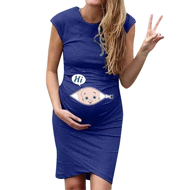 ☀️ Sommerliches Kleid – Cartoon Druck für werdende Mamas! ☀️