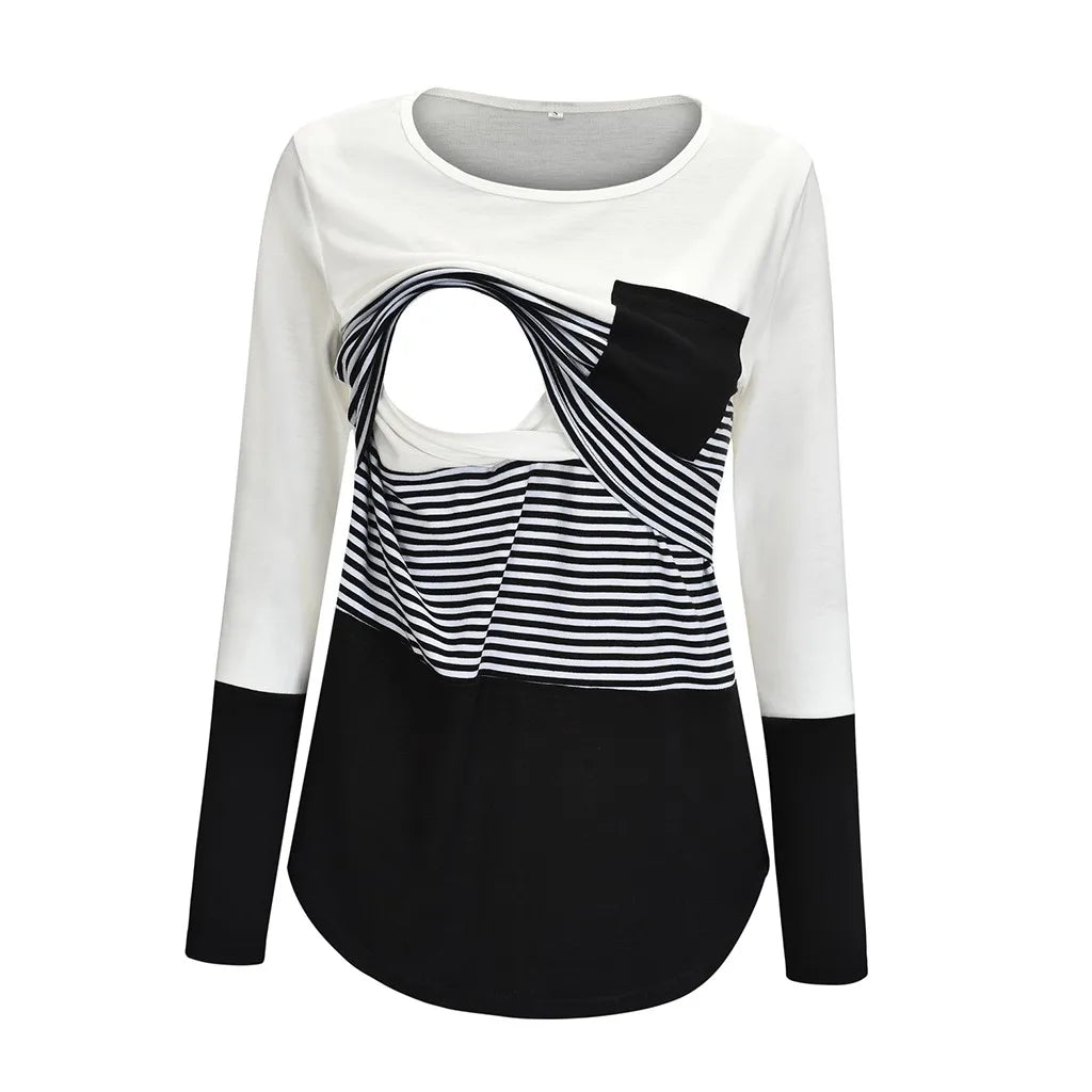 🤰 Umstands- & Stillshirt – Lässig, Gestreift & Langarm