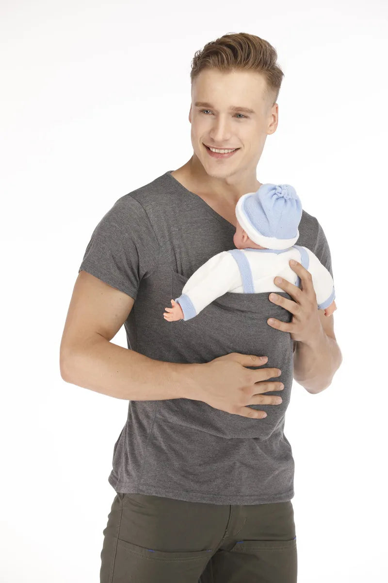 🤰👨🍼 Känguru-Tasche T-Shirt – Babytrage & Sommer Umstands-/Elternshirt für Mama oder Papa