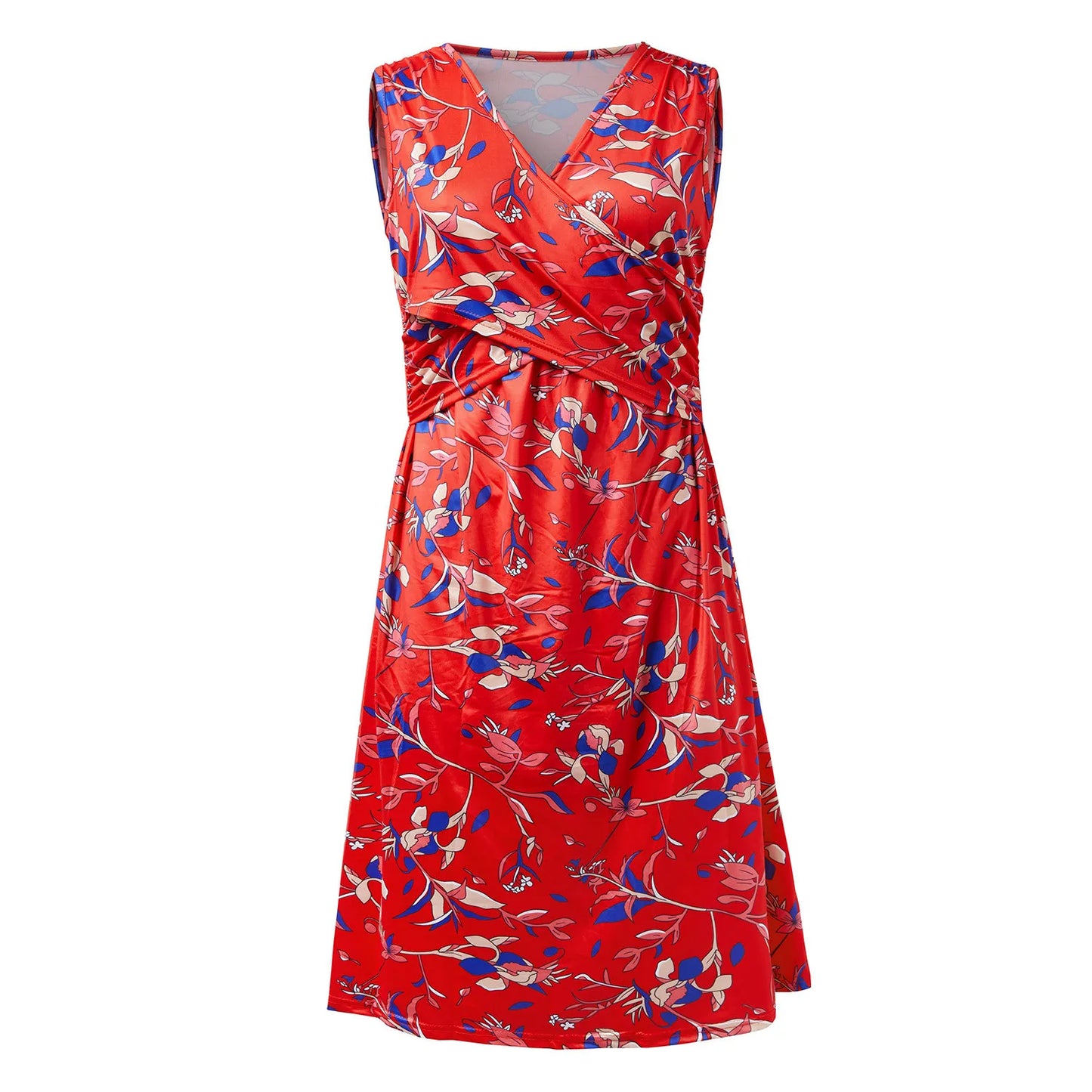 🤰 Sommer Umstands- & Stillkleid – Bedruckt, Ärmellos & V-Ausschnitt