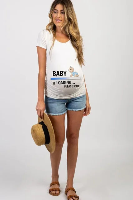 🤰 Sommer Umstands-Sweatshirt – Lustiger Baby-Peeking Print & O-Neck