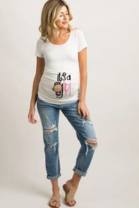 🤰 Sommer Umstands-Sweatshirt – Lustiger Baby-Peeking Print & O-Neck