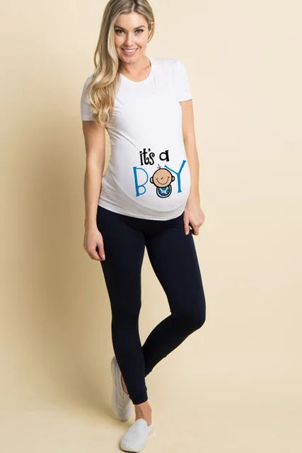 🤰 Sommer Umstands-Sweatshirt – Lustiger Baby-Peeking Print & O-Neck