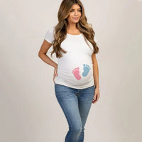 🤰 Sommer Umstands-Sweatshirt – Lustiger Baby-Peeking Print & O-Neck