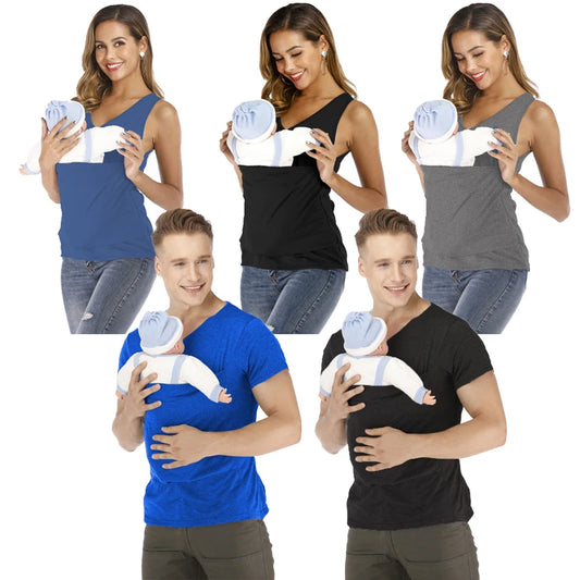 🤰👨‍🍼 Känguru-Tasche T-Shirt – Babytrage & Sommer Umstands-/Elternshirt für Mama oder Papa