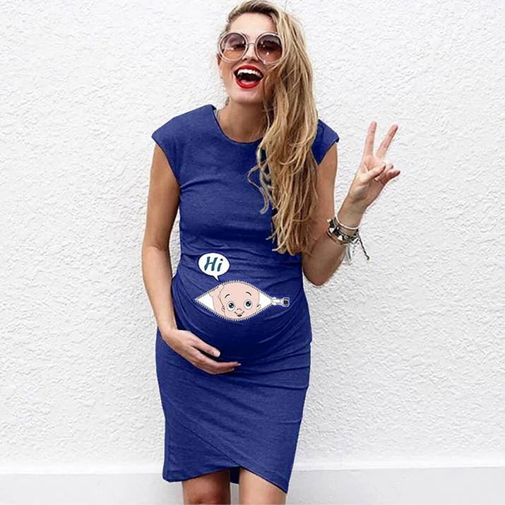 ☀️ Sommerliches  Kleid – Cartoon Druck für werdende Mamas! ☀️