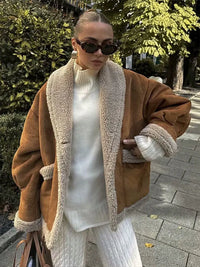💕 Loose Fit Umstandsjacke – Fleece gefüttert, Herbst/Winter Outfit