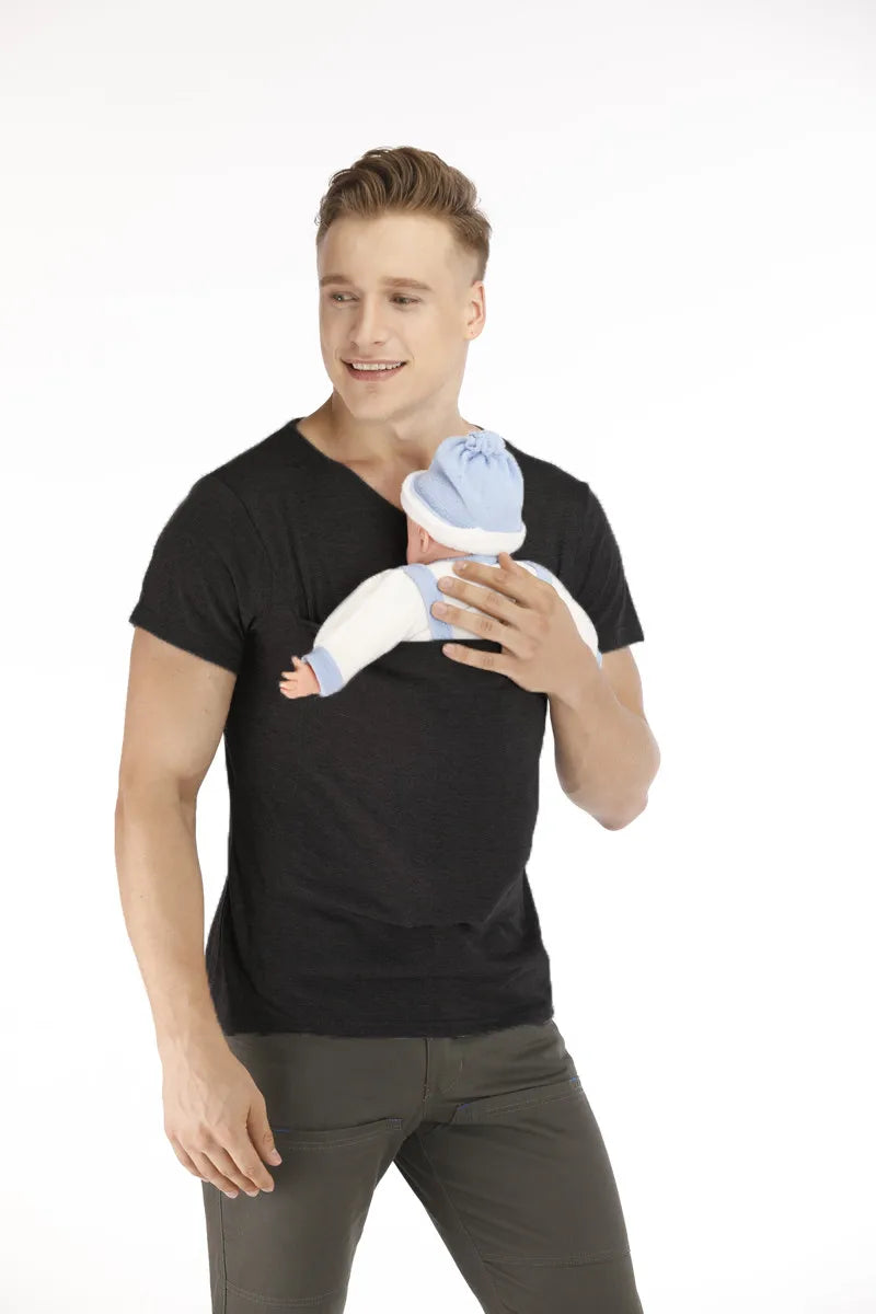 🤰👨‍🍼 Känguru-Tasche T-Shirt – Babytrage & Sommer Umstands-/Elternshirt für Mama oder Papa
