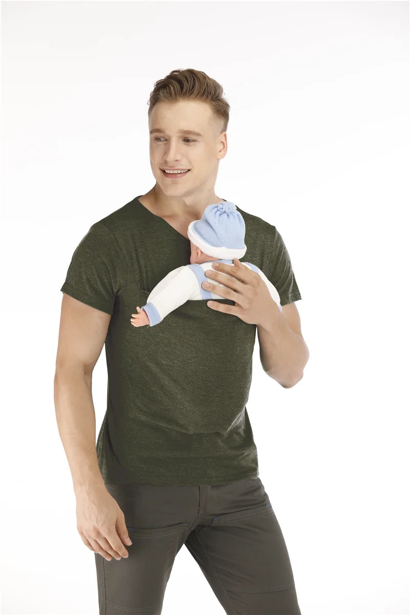 🤰👨‍🍼 Känguru-Tasche T-Shirt – Babytrage & Sommer Umstands-/Elternshirt für Mama oder Papa