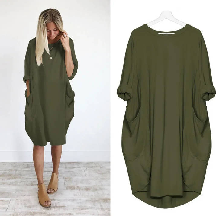 🌸 Casual Herbst-Kleid für Schwangere – Locker & Bequem