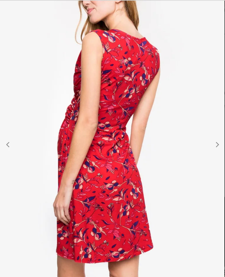 🤰 Sommer Umstands- & Stillkleid – Bedruckt, Ärmellos & V-Ausschnitt