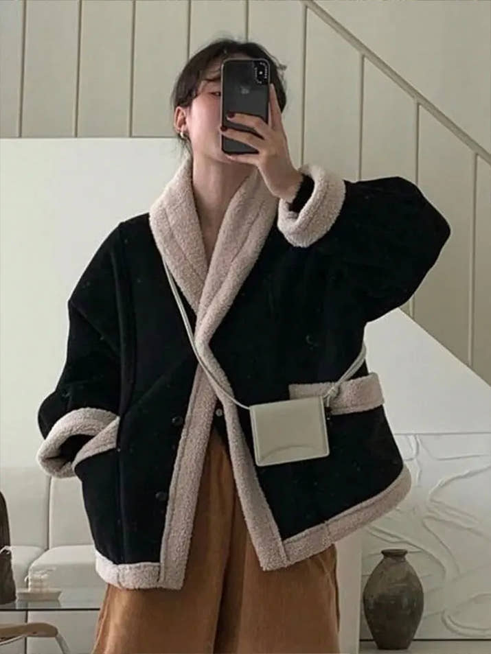 💕 Loose Fit Umstandsjacke – Fleece gefüttert, Herbst/Winter Outfit