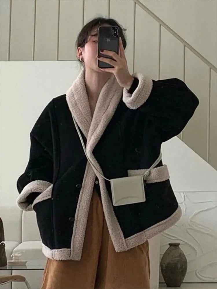 💕 Loose Fit Umstandsjacke – Fleece gefüttert, Herbst/Winter Outfit