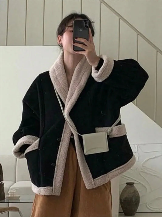 💕 Loose Fit Umstandsjacke – Fleece gefüttert, Herbst/Winter Outfit