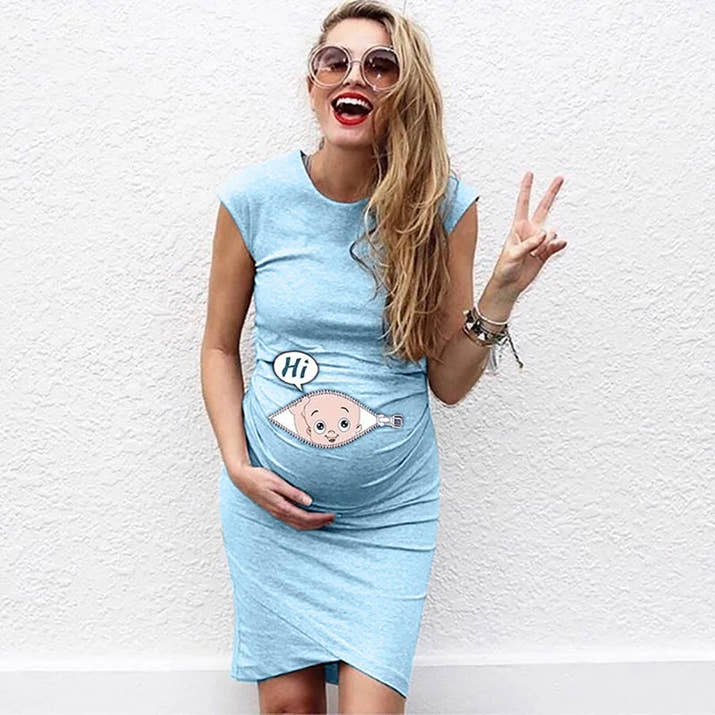☀️ Sommerliches  Kleid – Cartoon Druck für werdende Mamas! ☀️