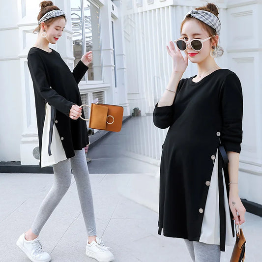 🤰 Umstands-Longsleeve Oberteil – Bequeme Tunika für Schwangerschaft & Alltag, Casual, Komfortabel & Figurschmeichelnd