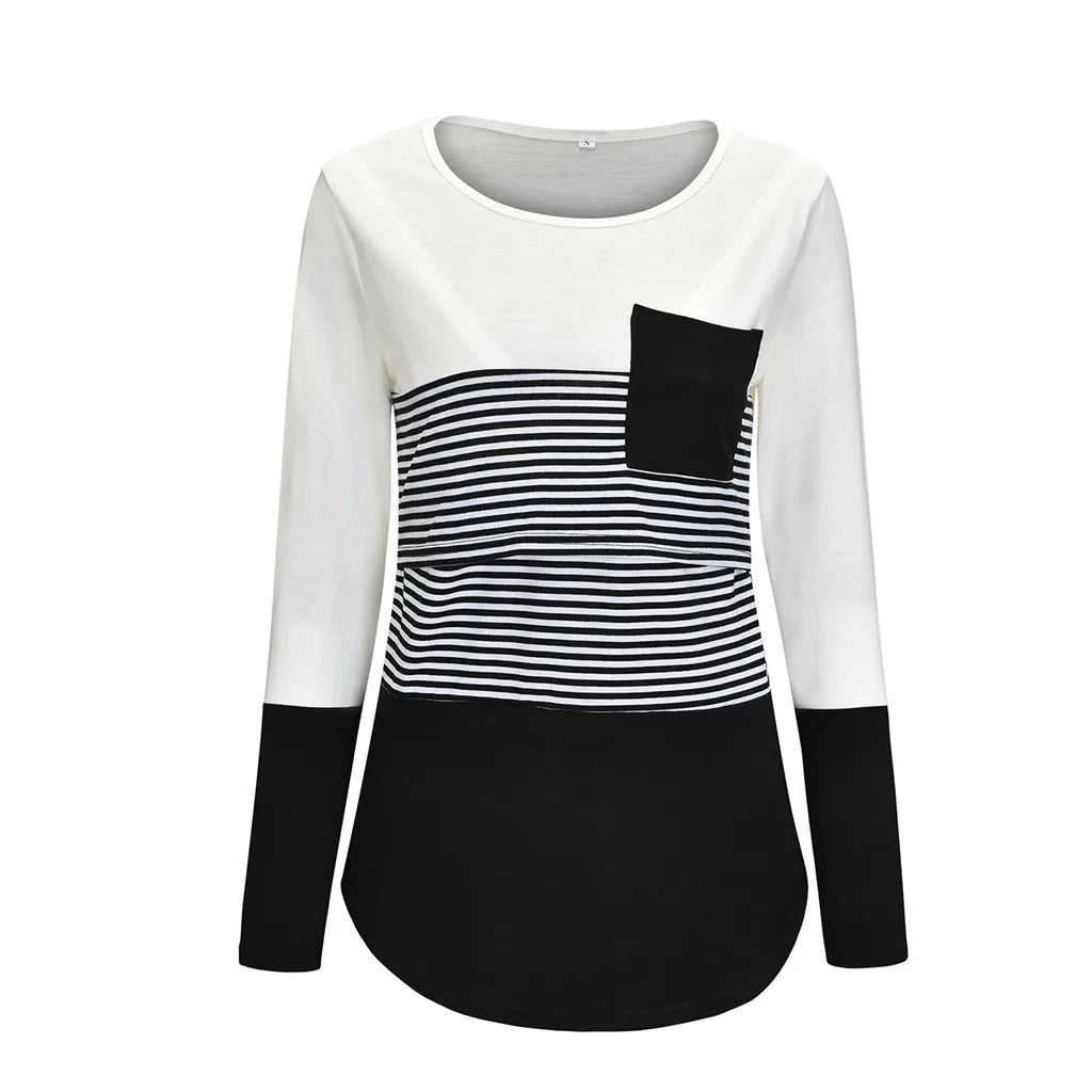 🤰 Umstands- & Stillshirt – Lässig, Gestreift & Langarm