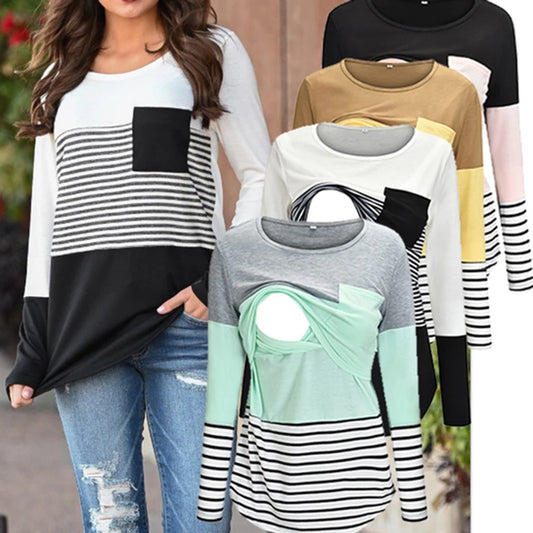 🤰 Umstands- & Stillshirt – Lässig, Gestreift & Langarm