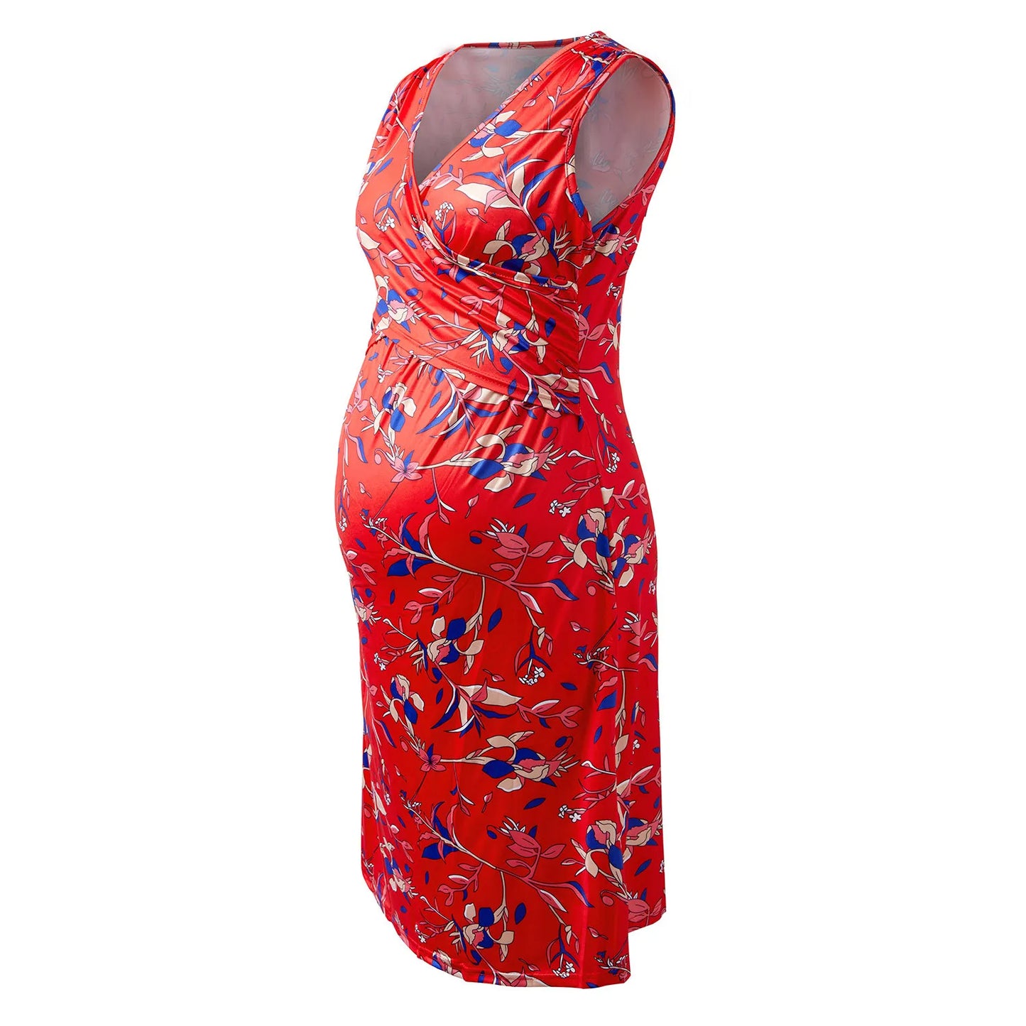 🤰 Sommer Umstands- & Stillkleid – Bedruckt, Ärmellos & V-Ausschnitt