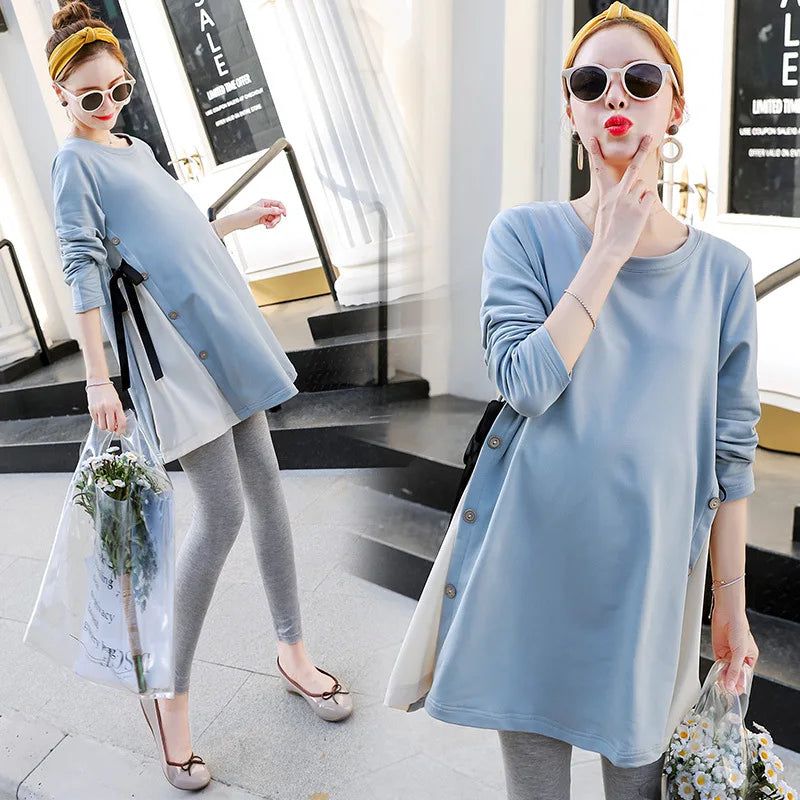 🤰 Umstands-Longsleeve Oberteil – Bequeme Tunika für Schwangerschaft & Alltag, Casual, Komfortabel & Figurschmeichelnd