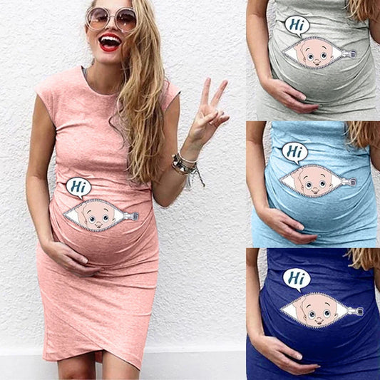 ☀️ Sommerliches  Kleid – Cartoon Druck für werdende Mamas! ☀️